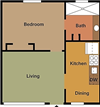 1 bedroom/ 1 bath upstairs